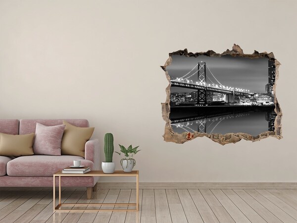 Hole wall sticker Golden Gate Bridge at night