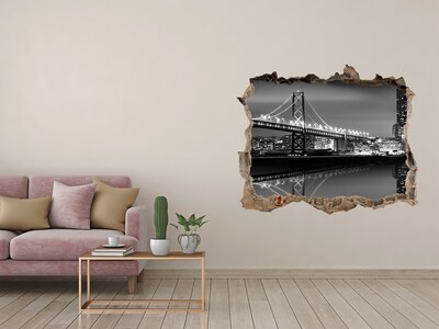 Hole wall sticker Golden Gate Bridge at night