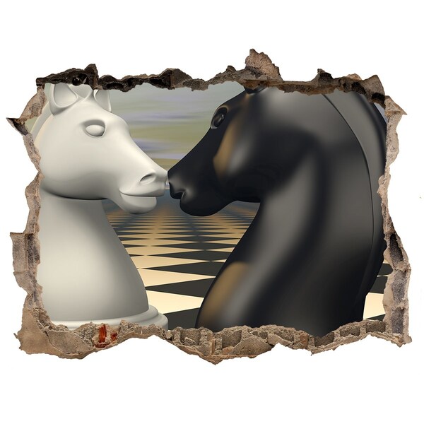 Hole in the wall decal Chess confrontation