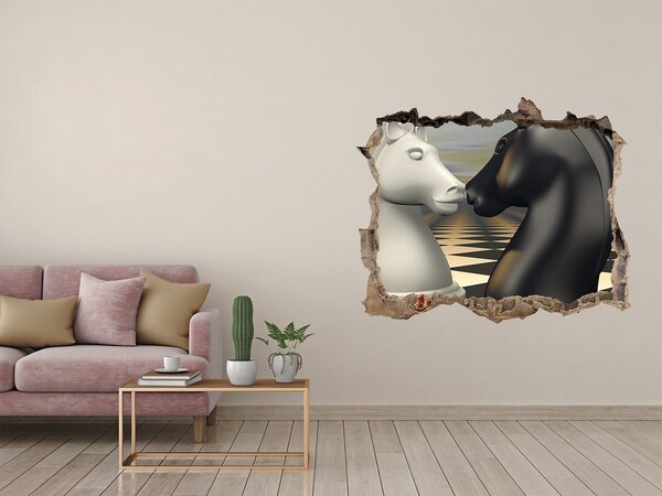 Hole in the wall decal Chess confrontation