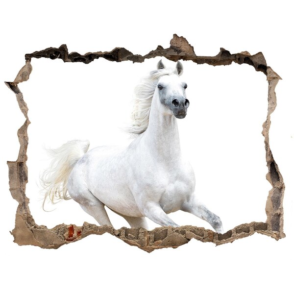 Hole in the wall sticker A white horse on the run