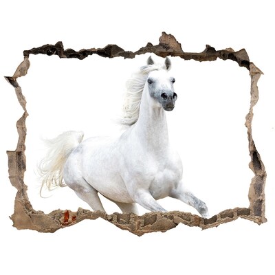 Hole in the wall sticker A white horse on the run