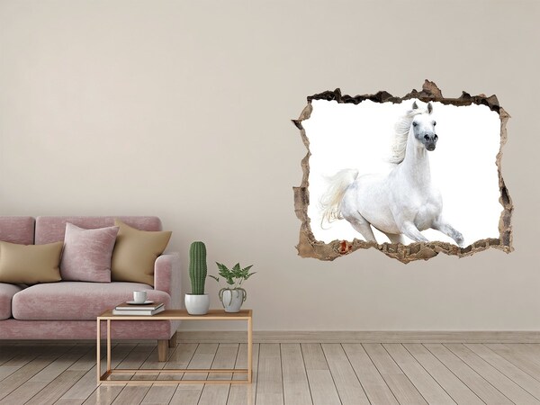 Hole in the wall sticker A white horse on the run