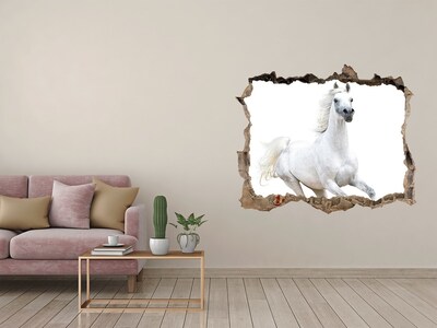Hole in the wall sticker A white horse on the run