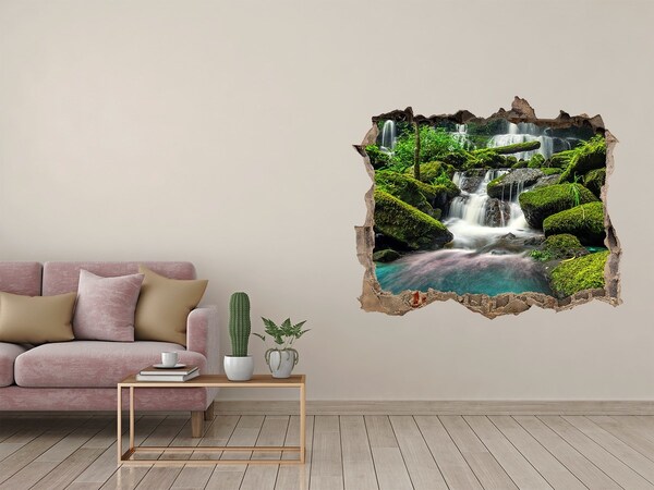 Hole in the wall sticker A waterfall among the greenery