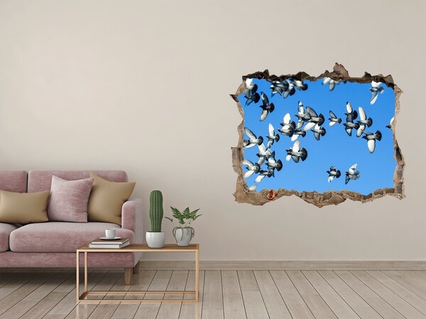 Hole in the wall decal Birds flying through a hole in the wall