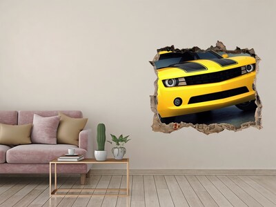 Hole in the wall sticker A ruined wall with a yellow car