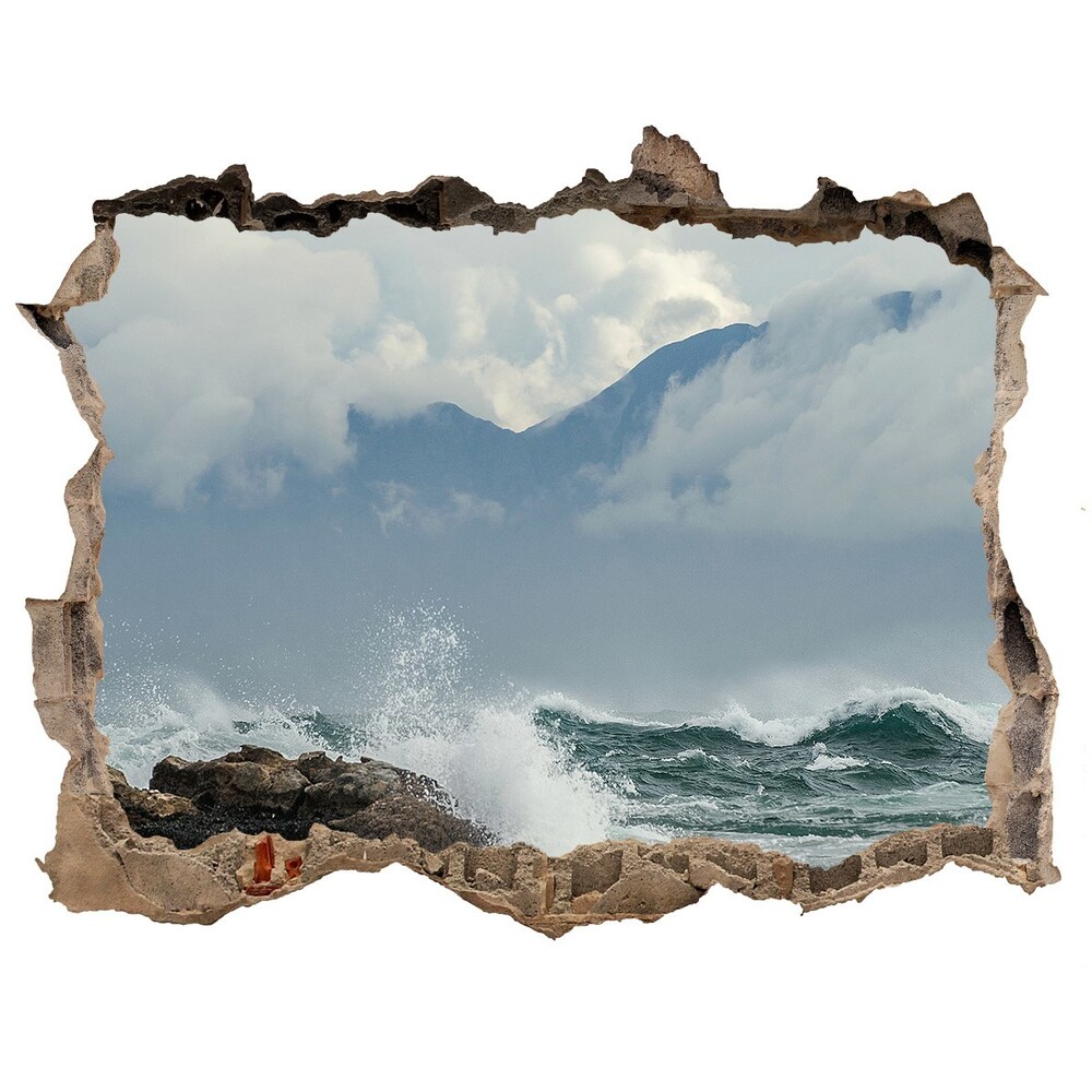 3D wall hole wallpaper Tropical beach