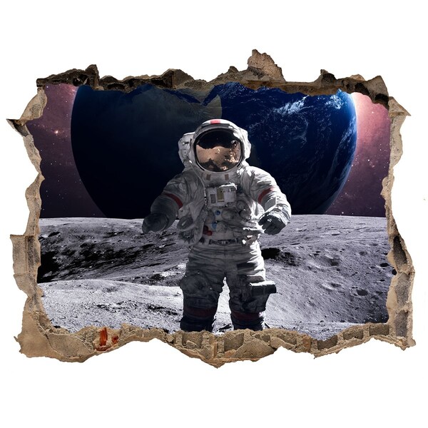 Hole in the wall decal Astronaut on the Moon