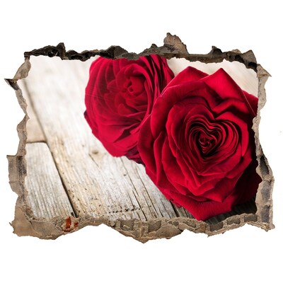 3D wall hole wallpaper Roses in concrete