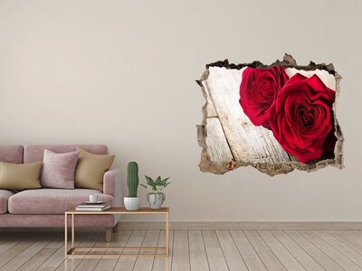 3D wall hole wallpaper Roses in concrete