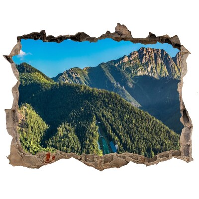 Hole in the wall sticker Mountain landscape with a valley
