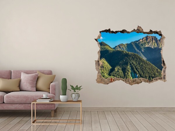 Hole in the wall sticker Mountain landscape with a valley