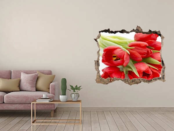 Hole in the wall decal Tulips in a broken wall