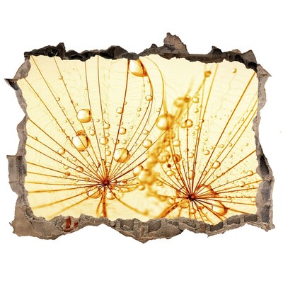 3D wall hole wallpaper Golden flowers in concrete