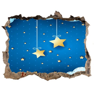 Hole in the wall sticker Night sky with golden stars