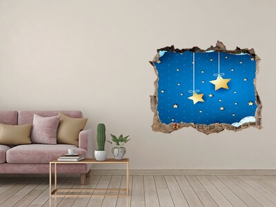 Hole in the wall sticker Night sky with golden stars