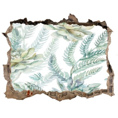 3D wall hole wallpaper A green oasis in concrete