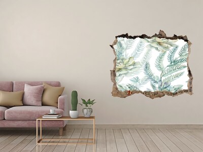 3D wall hole wallpaper A green oasis in concrete