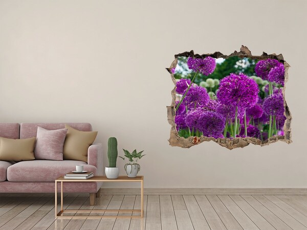 Hole in the wall sticker A floral paradise in shades of purple