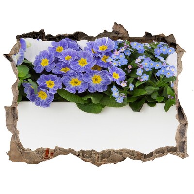 Hole in the wall decal Blue flowers