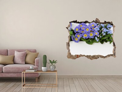 Hole in the wall decal Blue flowers