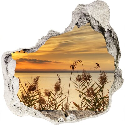 Hole in the wall sticker Sunset over the lake