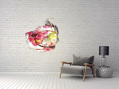 Hole in the wall decal Floral pattern