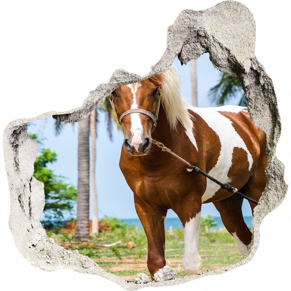 Hole wall sticker A horse in the tropics
