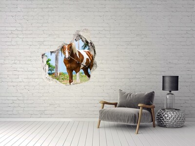 Hole wall sticker A horse in the tropics
