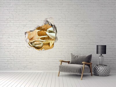 Hole in the wall decal Shells on wood