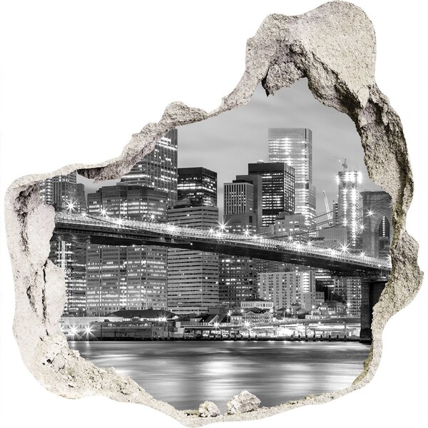 3D wall hole New York's Brooklyn Bridge