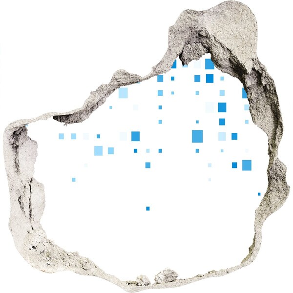 3D wall hole A damaged wall with blue squares
