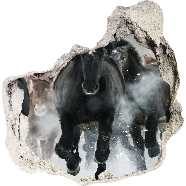 Hole wall sticker Horses galloping through the wall