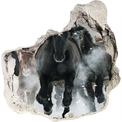 Hole wall sticker Horses galloping through the wall