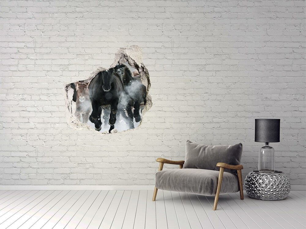 Hole wall sticker Horses at gallop