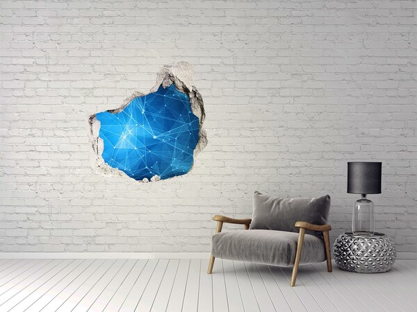 Hole wall sticker Blue lines