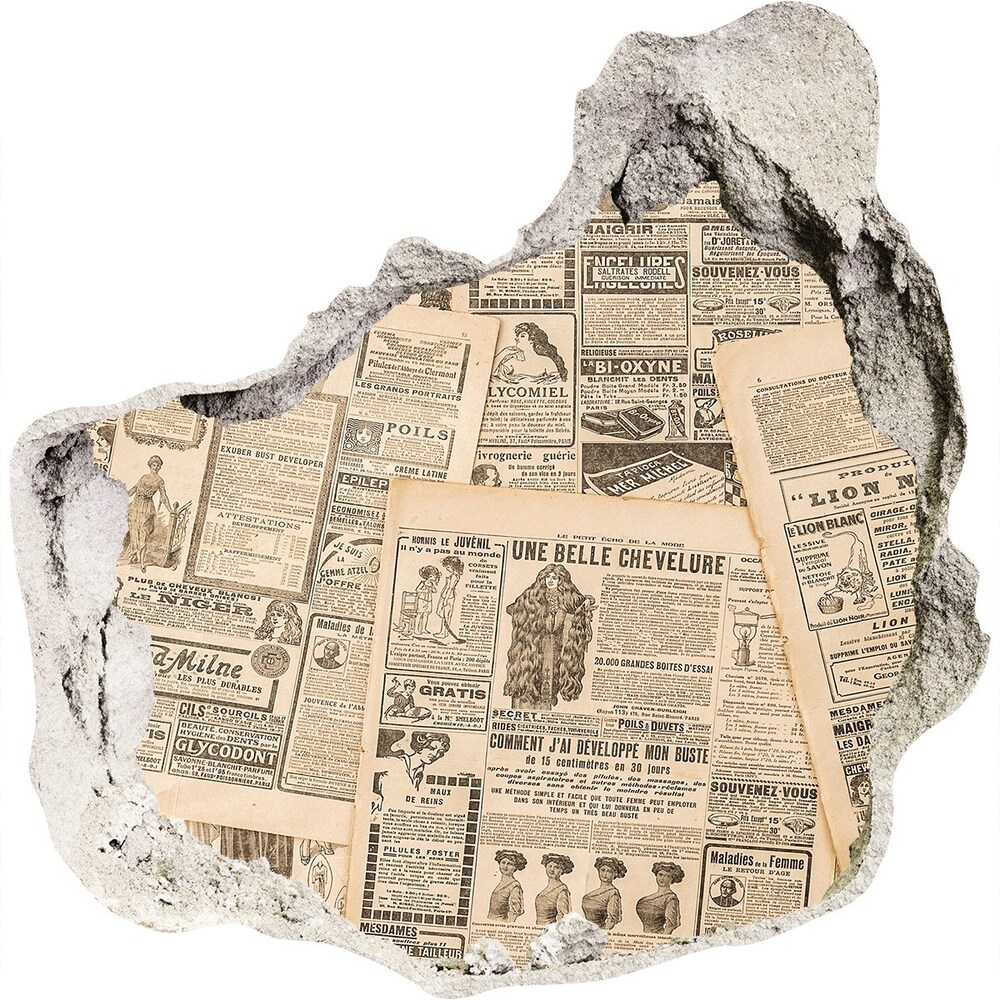 3D wall hole Ancient newspaper