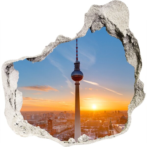 3D wall hole Sunset over Berlin