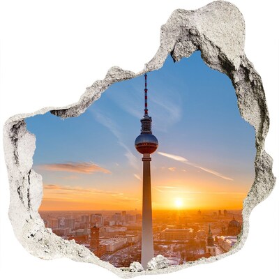 3D wall hole Sunset over Berlin
