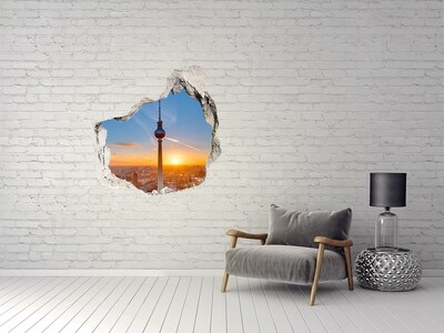 3D wall hole Sunset over Berlin