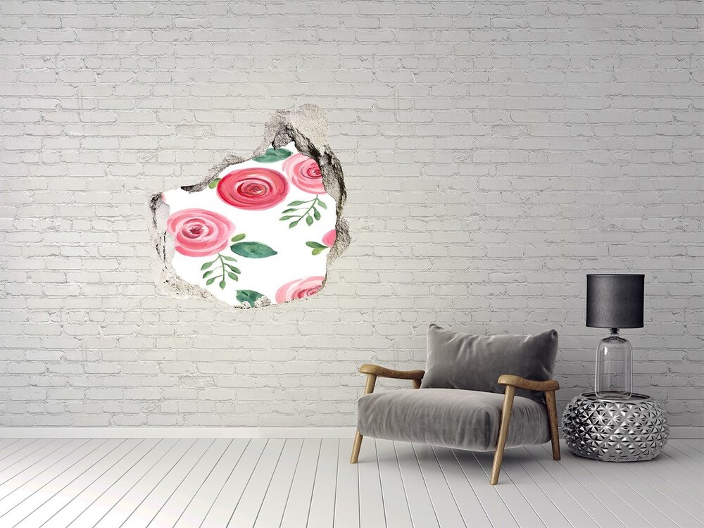 3D wall hole wallpaper Roses