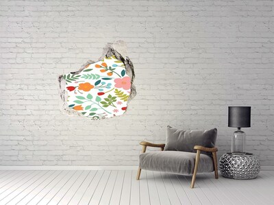 Hole in the wall sticker Flowers illustration