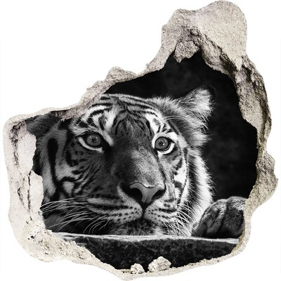 Hole wall sticker Tiger