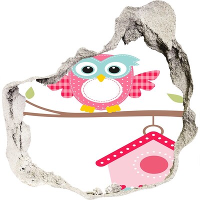 Hole in the wall sticker Owl on a branch