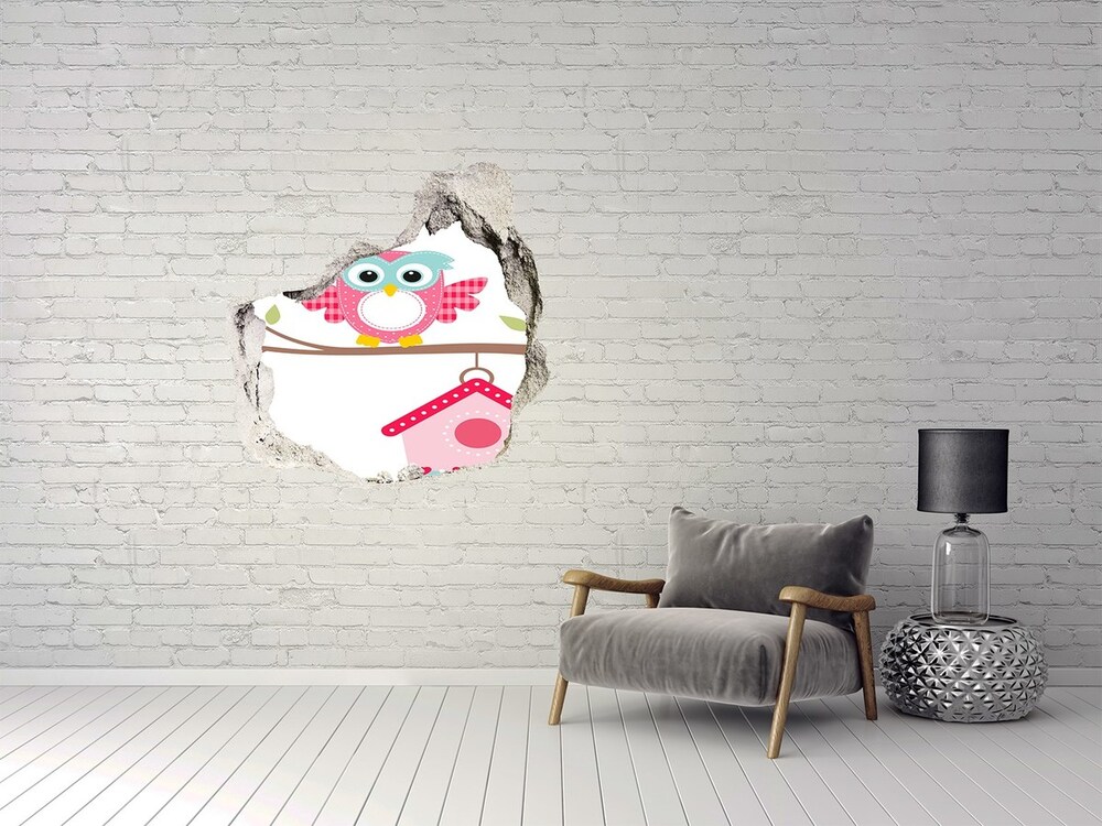 Hole in the wall sticker Owl on a branch