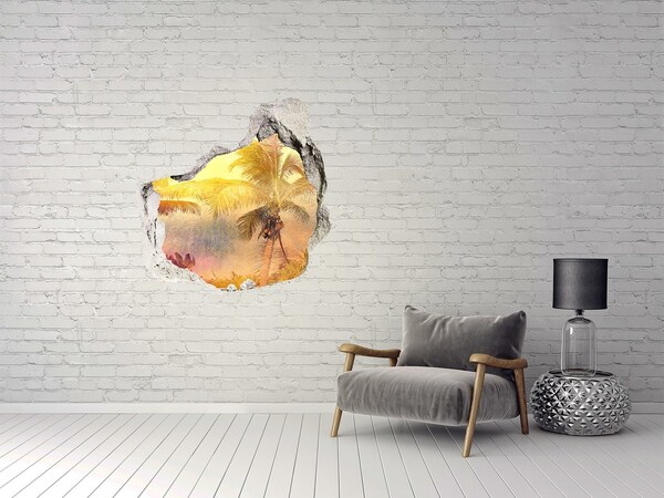 Hole in the wall sticker Tropical oasis behind the wall