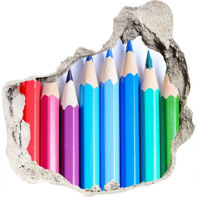 Hole in the wall decal Colourful pencils