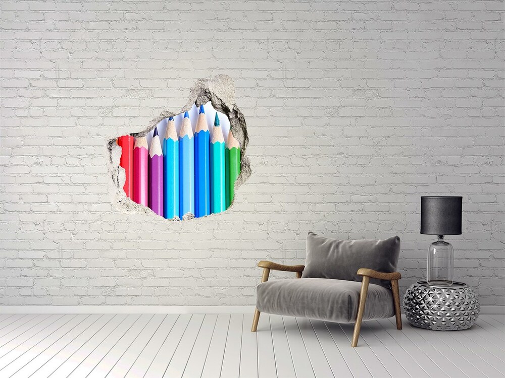 Hole in the wall decal Colourful pencils