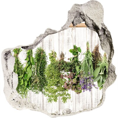 Hole in the wall sticker Herbs on a string